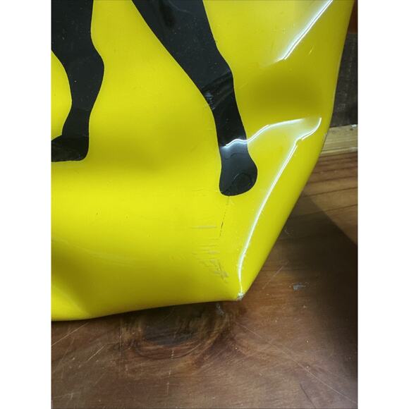 Marc Tetro Boston Terrier Dog Vinyl Purse Tote Yellow And Black CHICAGO - Picture 3 of 6